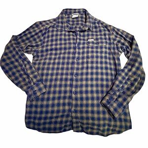 Columbia Men's Blue and Tan Checkered Shirt